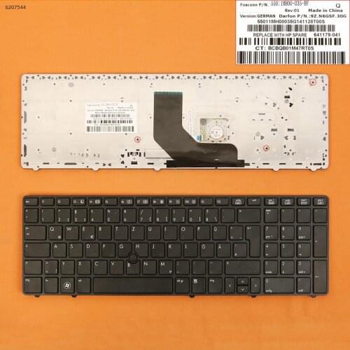 German QWERTZ Layout New Replacement Keyboard for HP Probook 6560B 6565B 6570B 6575B Laptop Black with Pointer