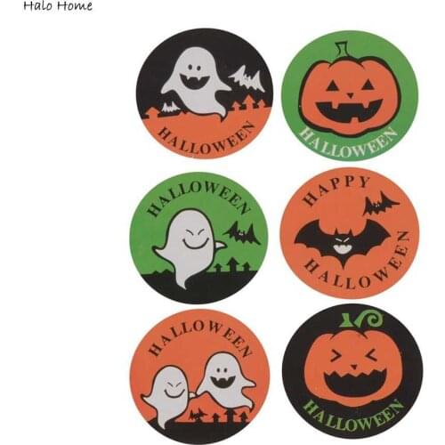 Top Quality 60 Pcs Ghost Wholesale Craft Labels Bat Box Seals Halloween Series Paper Labels Pumpkin DIY Sticker 35mm