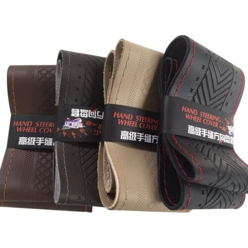 DIY Steering Wheel Covers/Extremely soft Leather braid on the steering-wheel of Car With Needle and Thread Interior accessories