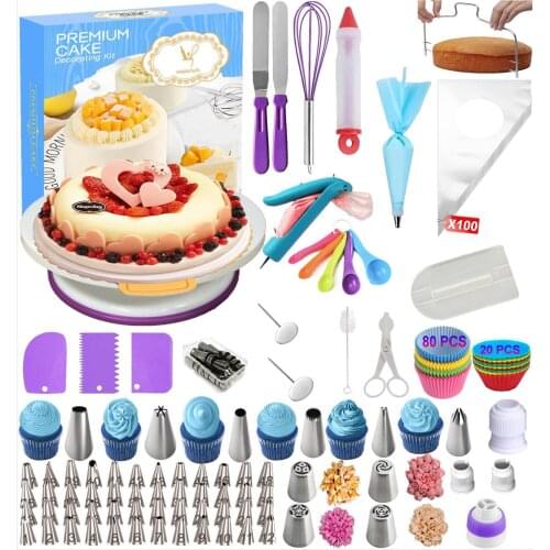 285 piece cake turntable set cake baking tool set Cake Decorating Tools Kit Baking Supplies Set Cake Decorating Mouth