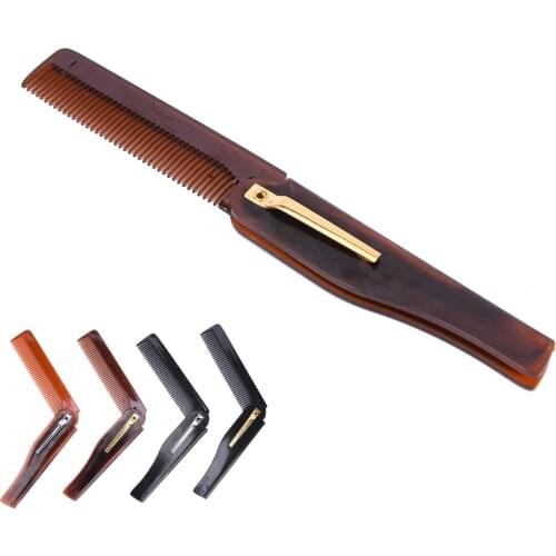 Design Foldable Hair Comb Pocket Clip Hair Moustache Beard Comb Hair Styling Tool Hairdressing Hair Comb For Men Women Combs