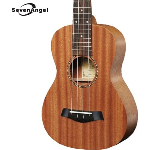 SevenAngel Brand 21" Soprano Ukulele Mini Hawaiian 4 strings Guitar Fishbone pattern Mahogany Electric Ukulele with Pickup EQ