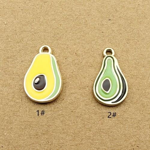 10pcs 11x18mm enamel avocado fruit charm for jewelry making bracelet charms necklace pendant diy findings