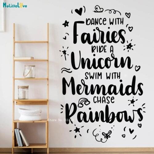 Fairy Story Mermaid Wall Stickers Decals A Qoute For Children Nursery Décor Self-adhesive Home Art Murals YT4401