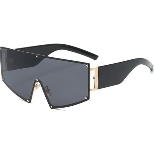 Oversized Luxury Designer Sunglasses Men Women Retro One-Piece Lenses Glasses Rivets Driving Goggle Cool Lunette De Soleil Homme