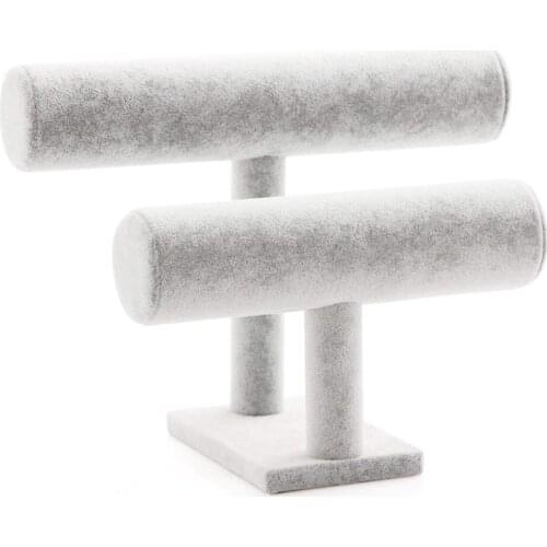 SZanbana Gray Jewelry Display Stand T-Shape Bracelet Holder Watch Necklace Safekeep Shelf Showcase Organizer Chain Storage Rack