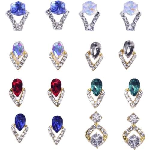 10pcs 10mm waterdrop Rhinestone Nail Art Charms 3D Nail Rhinestones Decoration Crystal Stone Nail Alloy Jewelry DIY