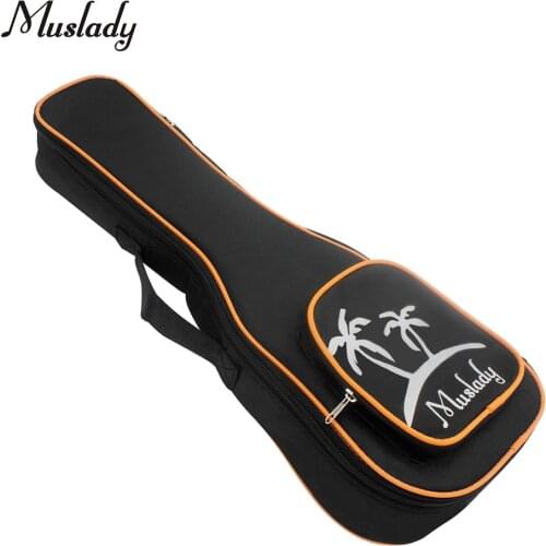 Muslady 21 Inch Soprano Ukulele Bag Uke Ukelele Zippered Case Coconut Tree Pattern Style with Adjustable Single Shoulder Strap