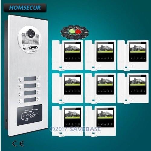 HOMSECUR 4.3" TFT Video Door Entry Intercom Kit with One Button Unlock for 8 Families