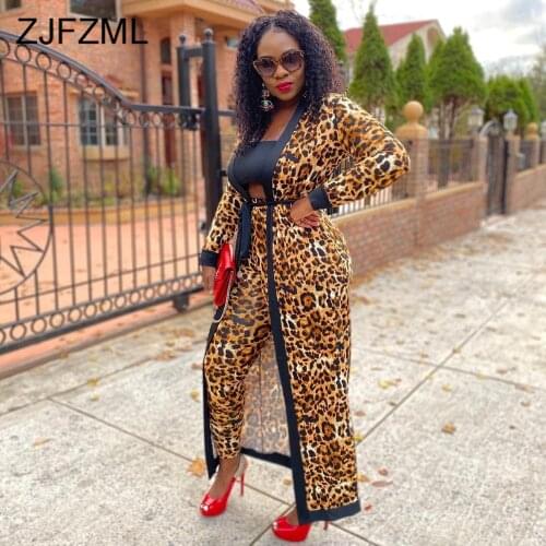 Cheetah Leopard Print Vintage Long Cardigan 2021 Women Fashion Long Sleeve Slim Fit Open Stitch Streetwear All Match Maxi Coats