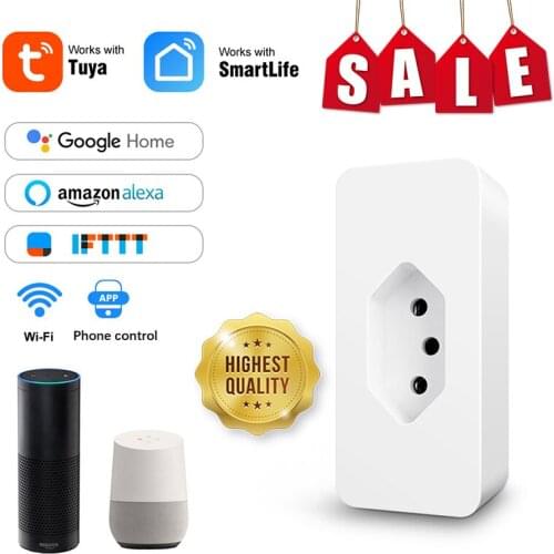 WiFi Smart Plug 16A BR Socket Tuya Smart Life APP Work With Alexa Google Home Assistant Voice Control Power Monitor Timing