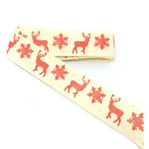 ZERZEEMOOY Wholesale 3/4"(20mmx50m) Zakka Handmade the cheapest 100% Cotton Ribbon Sewing tape Red deer and snow Lace & Rose