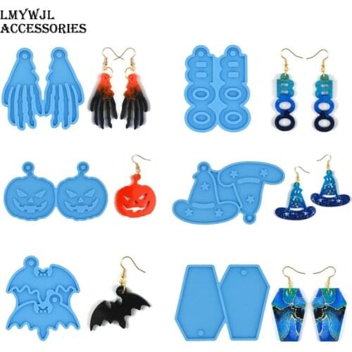 7 Styles/Halloween Earrings Resin Silicone Molds DIY Keychain Jewelry Pendants Epoxy Resin Molds Jewelry Molds for Resin Casting