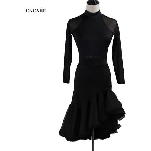 CACARE Latin Dance Dress Women Sale Dress Latina Salsa Dance Competition Dresses Promotion Top Skirt 2pcs Set D0518 Mesh Sleeve