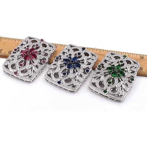 1pc 32x45mm golden plated Cz micro Rectangle connector DIY Jewelry Findings