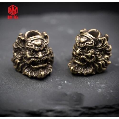 1PC EDC Paracord Beads Original Handmade Zhong Kui Retro Brass Copper Oxide Umbrella Rope Cord Lanyard Pendants Knife Beads