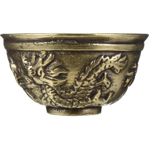 1pc Mini Brass Bowl Statue Miniature Antique Carved Bowl Ornament Decor New Year Ornaments Craft Gifts Bronze