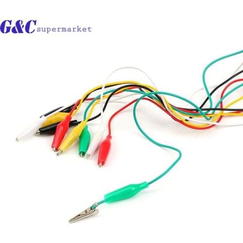 10Pcs 5 colors 50cm length double-ended alligator clips jumper wire mini test clips DIY test cable test folder test hook clip