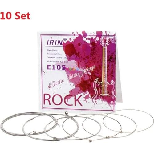 10 Set IRIN E105 6Pcs Electric Guitar Strings Plated Steel Hexagonal Core Copper Wound Guitar Parts Accessories