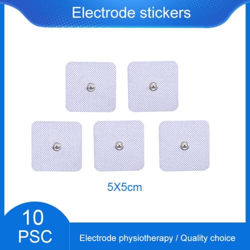 10Pcs Size 5cm*5cm Nerve Stimulator Electrode Pads Conductive Electrodes Pads Use For TENS/EMS Unit With Button 3.5mm