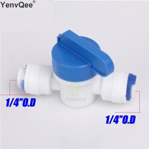2 pcs Water Filter Parts 1/4"OD Ball Valve for Tube Quick Connect Switch Water Purifier RO Reverse Osmosis System
