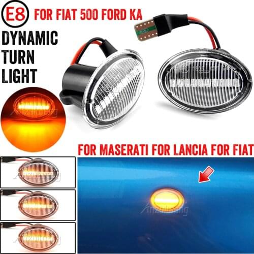 2PCS Dynamic Led Side Marker Turn Signal Indicator Light For Fiat 500 Ford KA Lancia Lybra Ypsilon Maserati GranCabrio Granturis