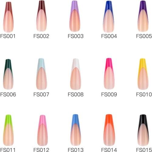 20pcs French Coffin Ballet Fake Nails UV Detachable Solid Color Nail Tip Extension Manicure Press On Fake False Nails Decoration