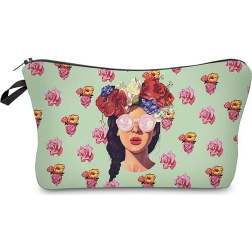 2019 Portable flower Cosmetic Bag Double Layer with foamTravel Makeup Pouch Bags Circular Woman Make Up Bag Brush Organizer