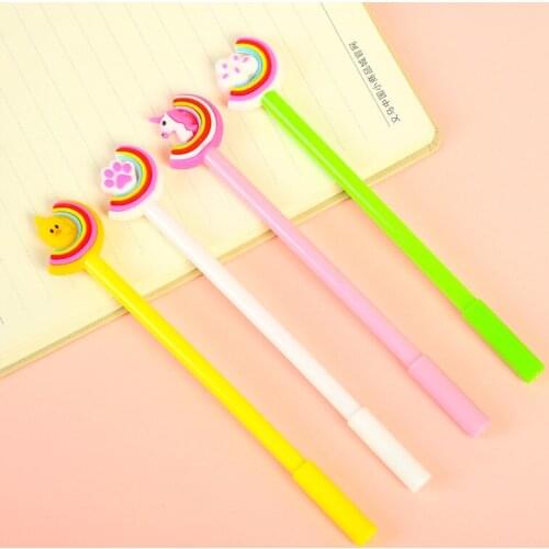36 pcs/lot Kawaii Rainbow Unicorn Cat Paw Gel Pen Cute 0.5 mm black Ink Signature Pens Promotional Gift Office School Supplies