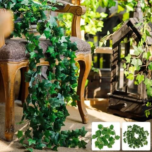 5PCS 2.1M Artificial Ivy Leaf Garland Plants Vine Fake Plants Foliage Flowers Creeper Green Silk Ivy Wreath Home Garden Decor