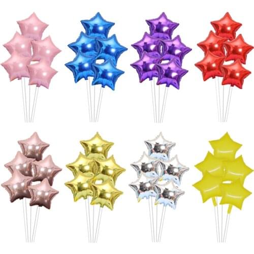 5pcs 18inch Gold Silver Foil Star Balloon Wedding Decoration Balloons Baby Shower Childrens Kids Birthday Party Supplies Globos