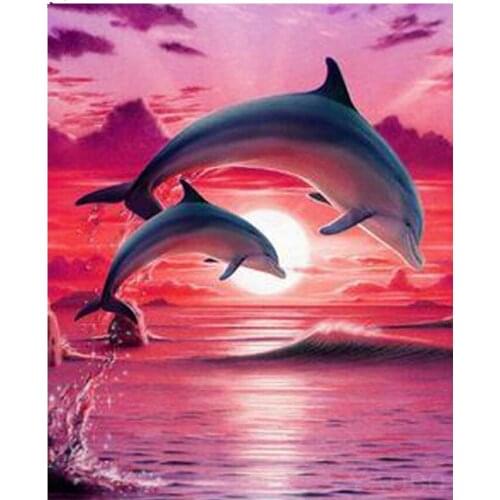 5D Square/Round Diamond Embroidery Dolphin Animal Pattern Diamond Mosaic DIY Diamond Painting Cross Stitch Full Rhinestone DF198