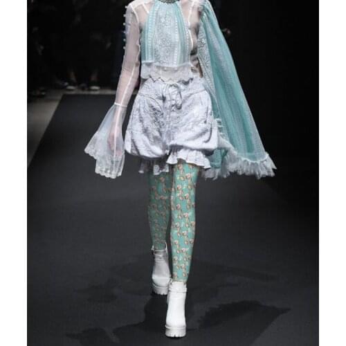 2020 Promotion Rushed Poly Fishnet Stockings Crotchless Fashion Ladies Pantyhose Print Marine Wind Bottoming Female Velvet