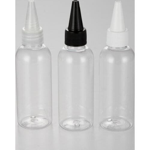 BEAUTY MISSION 48pcs 80ml clear empty plastic bottles with pointed mouth top cap,DIY PET food bottles containers with screw cap