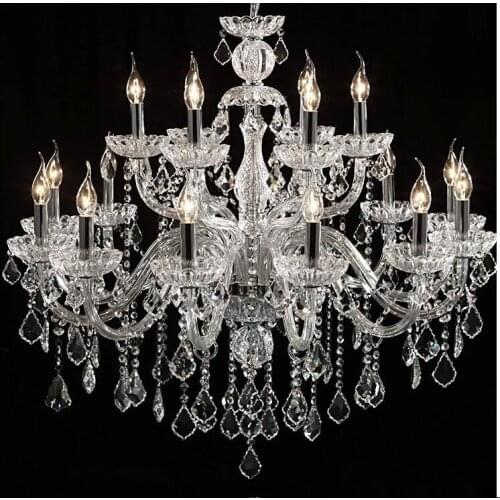 Free Shipping Clear 12+6 Bulbs European Candle Crystal Chandeliers Bedroom Living Dining Room Modern E14 Retail and Wholesale