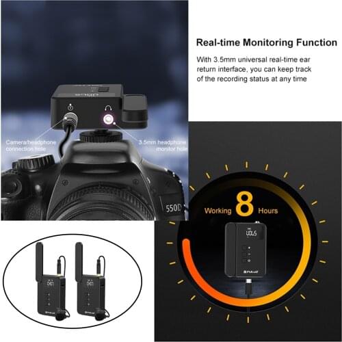 Wireless Lavalier Microphone System Lapel Clip-on Mic with Transmitter and Receiver for YouTube Vlogging Recording Conference