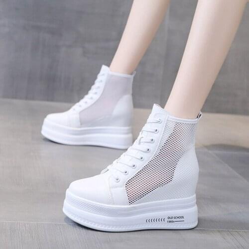Women Sandals 2021 Summer Hidden Heel Gladiator Shoes for Woman Fashion Hollow Out Chunky Sandal Women Breathable Net Yarn Boots