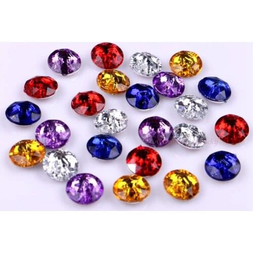 11mm 50pcs Round Button Sew On Beads Two Holes Rhinestones Acrylic Beads Stones For Garment Clothes 6 Colors Choice Craft DIY