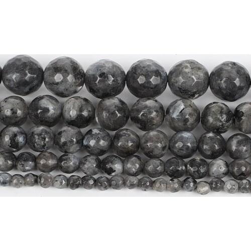 Natural Stone Tangent Spectrolite Charm Round Loose Beads For Jewelry Making Needlework Bracelet DIY Strand 4-12 MM