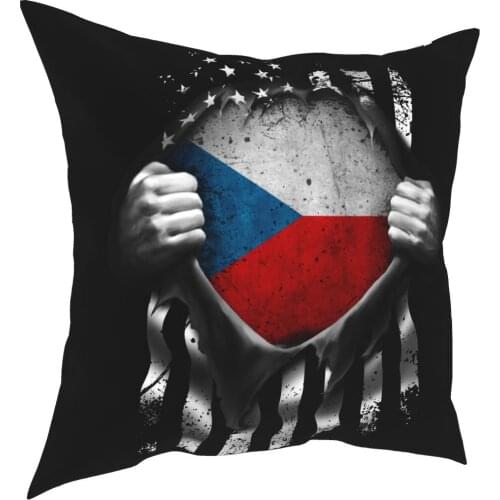 Czech American Flag USA Pillowcase Printing Fabric Cushion Cover Decorations Throw Pillow Case Cover Home Square 40*40cm