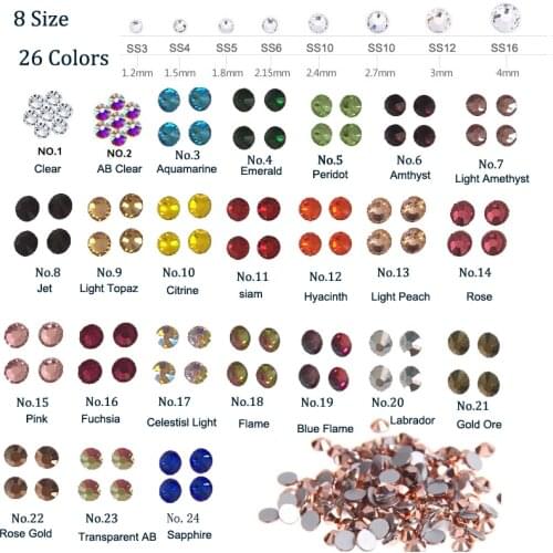 Citrine Crystal Clear Color ss3-ss60 Non Hotfix Rhinestones Flatback Glue On Crystal Stones For Jewelry Making Decorations