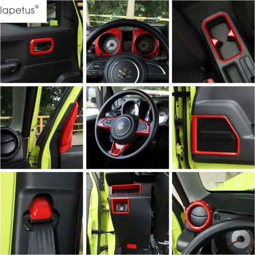 Lapetus Red Style Interior Refit Kit For Suzuki Jimny 2019 2020 Inner Door Handle Bowl / Dashboard Panel Screen Frame Cover Trim