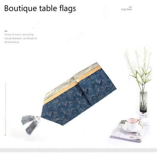 Boutique Luxury Table Runner Argyle Jacquard Table Cloth Panel Tablecloth Hotel Conference Room with Tassel Cover Decorative