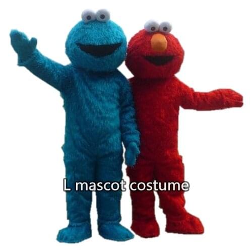 New elmo mascot costume Long fur Sesame street mascot costume Blue cookie monster cartoon mascot adult size free shipping
