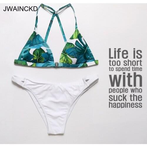 JWAINCKD Bikinis Swimwear Swimsuit Women Brazilian Bikini Set Plant Print Bathing Suit Push Up Female Beachwear Padded Biquini