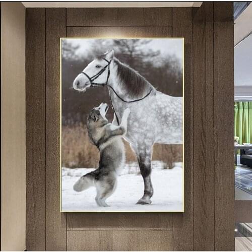 Selling new 5D DIY diamond painting snow husky square diamond accessory cross stitch mosaic rhinestone picture home decoration