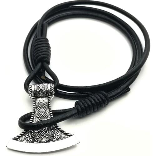 Men Viking Bracelet Viking Axe Amulet Rune Bracelet Leather Rope Bracelet Couple Jewelry Boyfriend Gift
