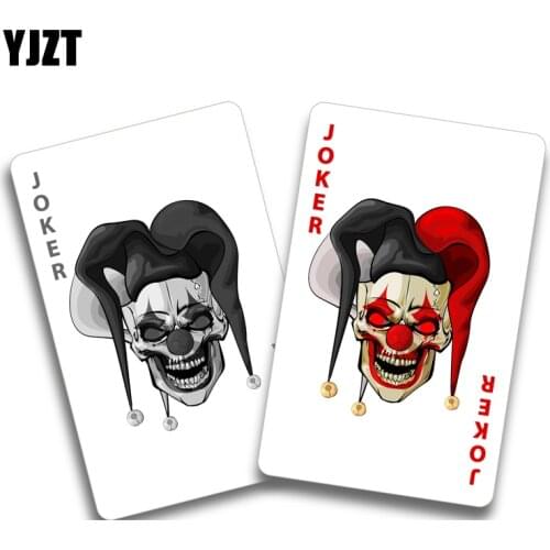 YJZT 16.1CM*12.5CM Joker Clown Circus Playing Cards Creepy Decal PVC Motorcycle Car Sticker 11-00787