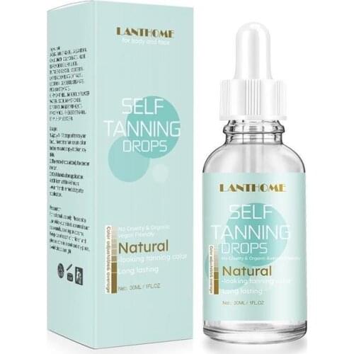 Natural Face Tan Drops Sun Tanning Oil Liquid Dark Self Tanning Serum Drops For Face Body Fake Bake Indoor Tanning Bed Lotion