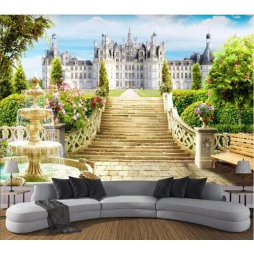 Papel de parede Garden castle scenery background wall 3d wallpaper,bedroom KTV bar mural wall decor
